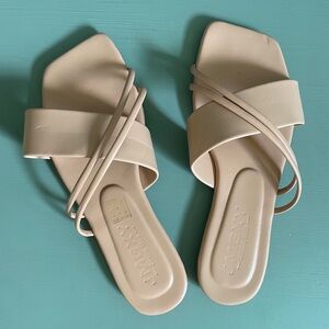 JMGXY Chic Cream Strappy Sandals Size 41
